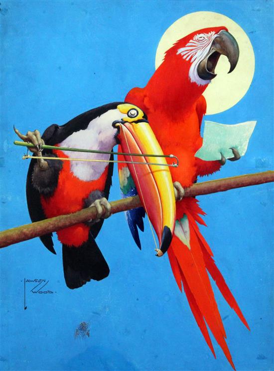 Lawson Wood (1878-1957) Parrot and Toucan Duet, 16.5 x 13in.